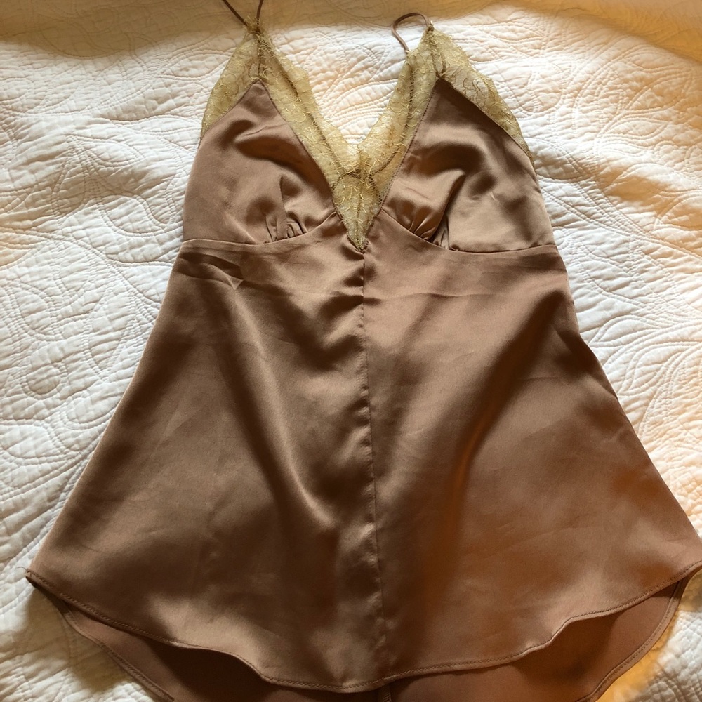 Silk button up lace cami